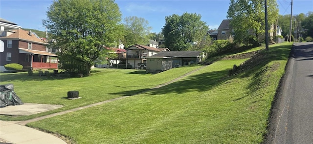 view of property's community with a residential view and a yard