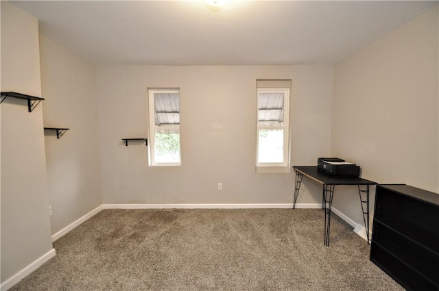 unfurnished office with carpet floors and baseboards