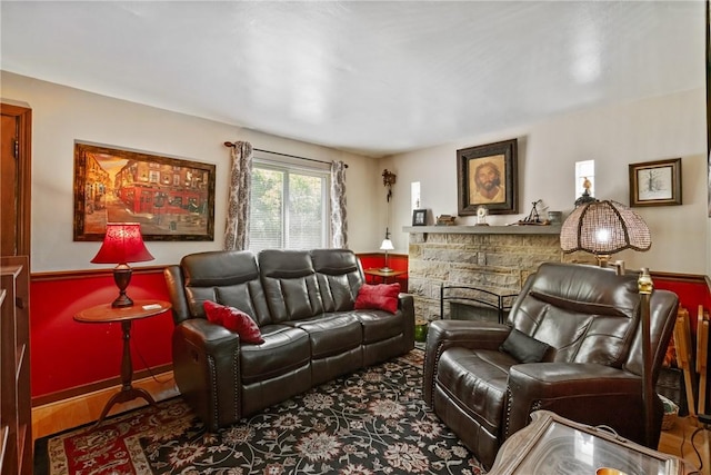 living room with wood finished floors