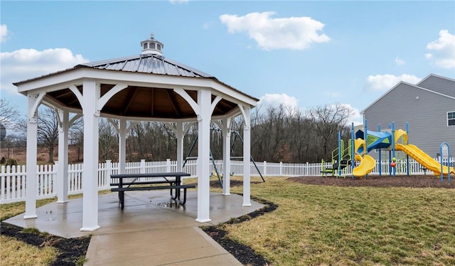 view of home's community with a gazebo and a patio