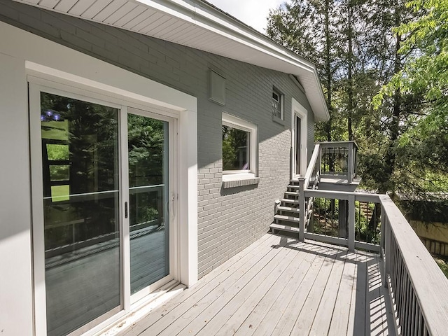 deck featuring stairway