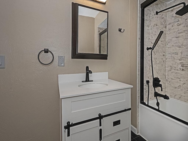 bathroom featuring vanity and shower / washtub combination