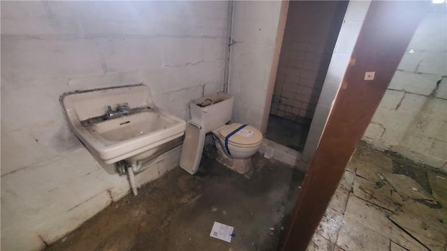 1710 3rd Ave, New Brighton, PA 15066 - bathroom featuring toilet and concrete block wall