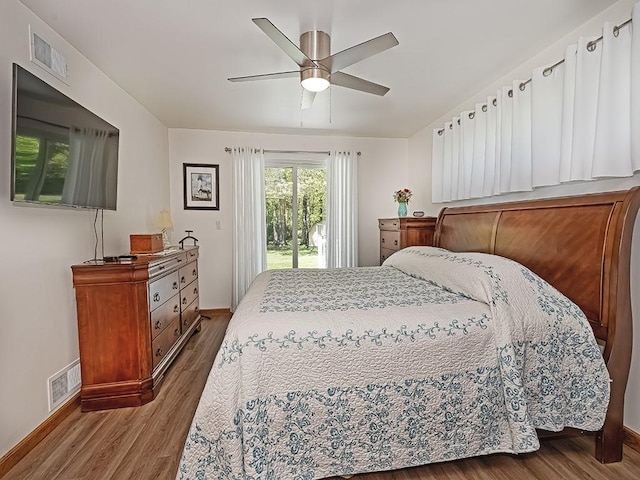 349 Marwood Rd, Winfield Twp, PA 16023 - bedroom with access to outside, wood finished floors, baseboards, and ceiling fan