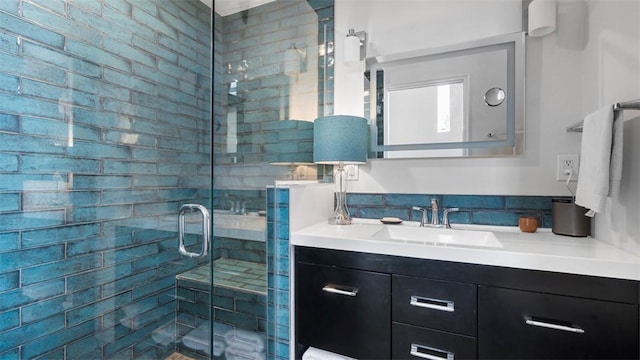 2132 Sarah St Unit 201, South Side, PA 15203 - bathroom featuring vanity and a shower stall