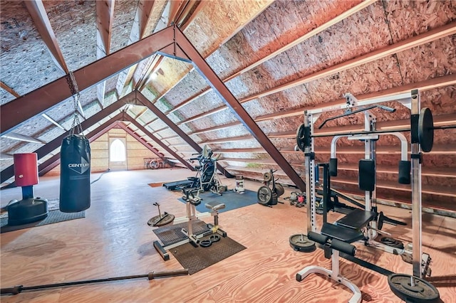 9935 Greiser Rd, Conneaut Lake Cra, PA 16316 - exercise room with vaulted ceiling