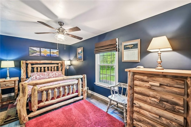 9935 Greiser Rd, Conneaut Lake Cra, PA 16316 - bedroom featuring baseboards, wood finished floors, and ceiling fan