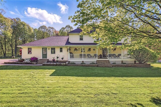 9935 Greiser Rd, Conneaut Lake Cra, PA 16316 - rear view of house featuring a yard and covered porch