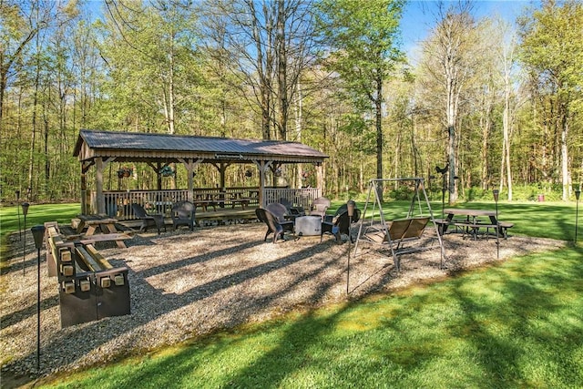 9935 Greiser Rd, Conneaut Lake Cra, PA 16316 - view of home's community with a gazebo, a yard, and a wooded view