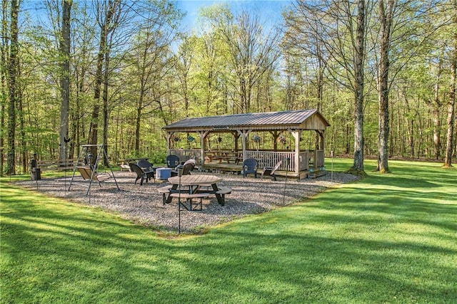 9935 Greiser Rd, Conneaut Lake Cra, PA 16316 - view of property's community with a gazebo, a yard, and a forest view