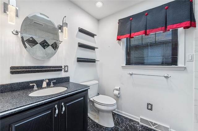 118 Tangelo Dr, Jefferson Hills, PA 15025 - bathroom with marble finish floors, toilet, vanity, and baseboards