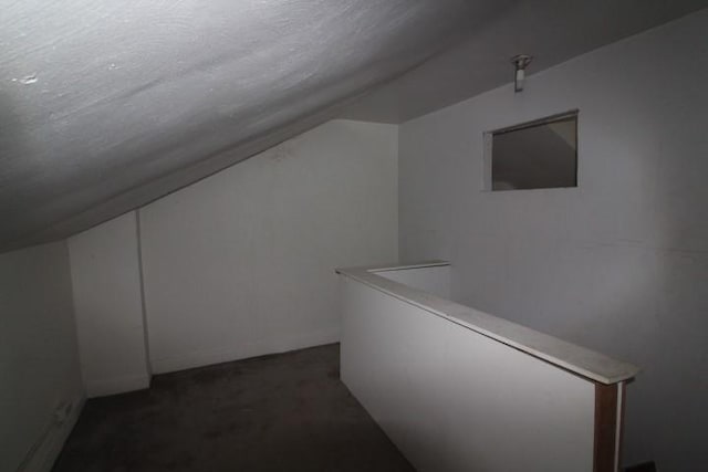 additional living space featuring carpet floors and lofted ceiling