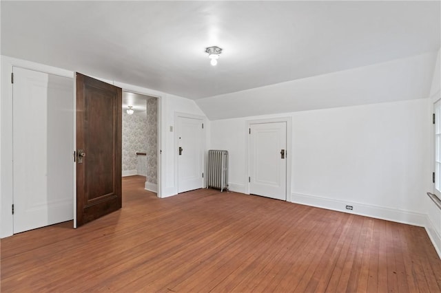 126 Oakford Park Rd, Hempfield Twp Wml, PA 15644 - additional living space featuring hardwood / wood-style flooring, lofted ceiling, radiator heating unit, and baseboards