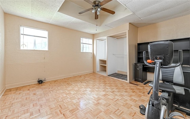5 Carrie St, Rear, Fineview, PA 15212 - office area with ceiling fan, baseboards, and a drop ceiling