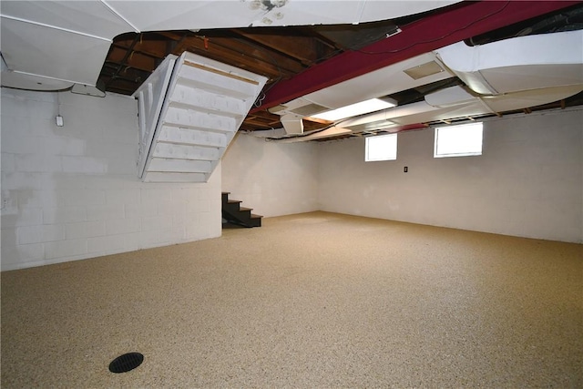 200 Graham St, Sewickley, PA 15143 - below grade area with stairway and concrete block wall