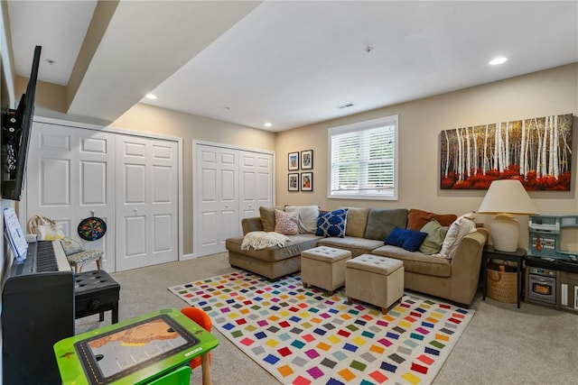 234 College Ave, Oakmont, PA 15139 - living room with light carpet and recessed lighting