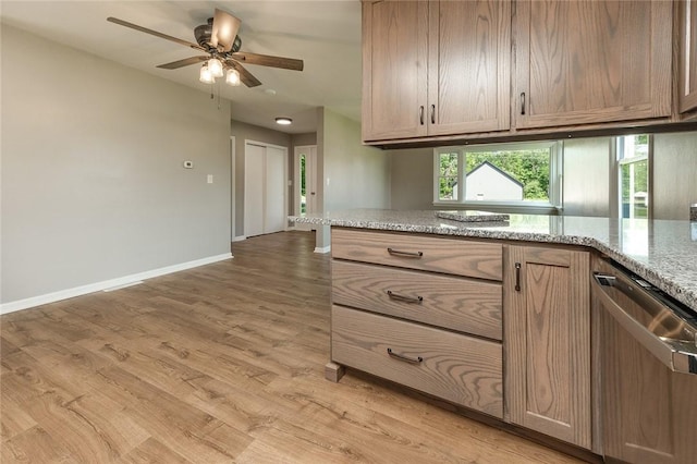 745 N Broad St, Pine Twp Mer, PA 16127 - kitchen with dishwasher, a ceiling fan, light wood-type flooring, and baseboards
