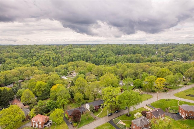 drone / aerial view of a heavily wooded area