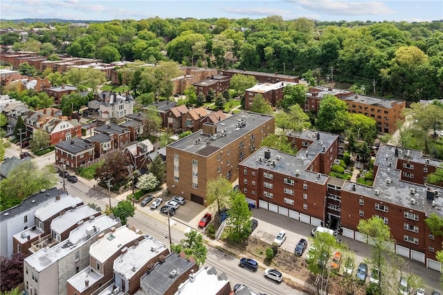 aerial view of a heavily wooded area