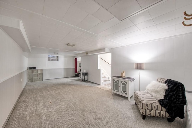 423 Nantucket Dr, Pleasant Hills, PA 15236 - sitting room with carpet flooring and stairs