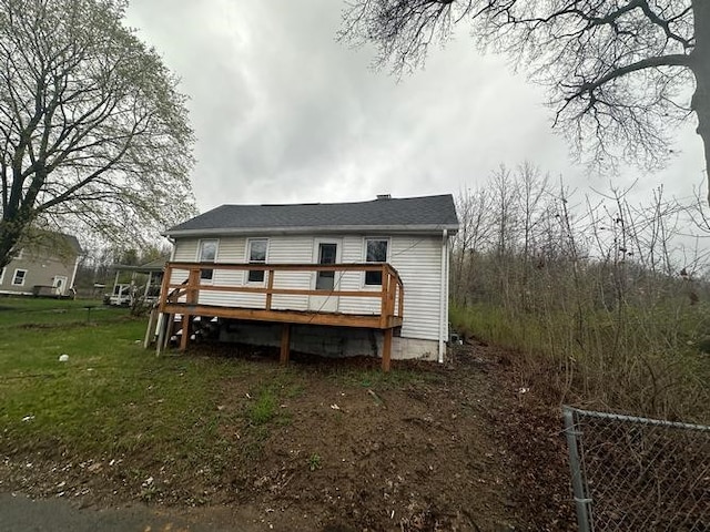 2 Morgan St, South Fayette, PA 15064 - rear view of house featuring a wooden deck and fence