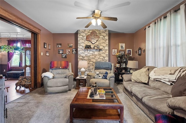 1320 3rd St, Jefferson Hills, PA 15025 - carpeted living room featuring a ceiling fan