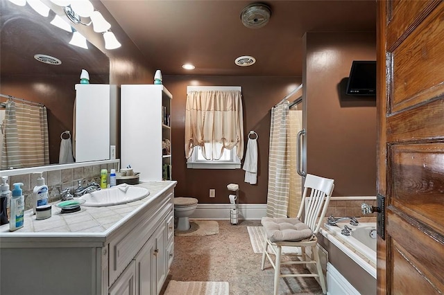 1320 3rd St, Jefferson Hills, PA 15025 - full bathroom with toilet, vanity, a tub, baseboards, and a shower with curtain