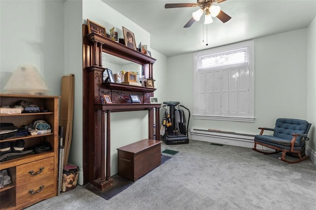 607 Tripoli St, Central North Side, PA 15212 - living area with carpet and a ceiling fan