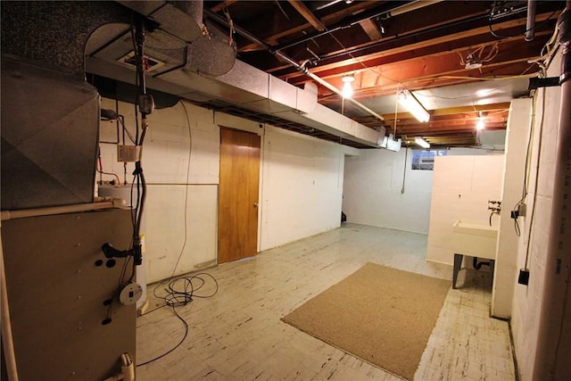 view of unfinished basement