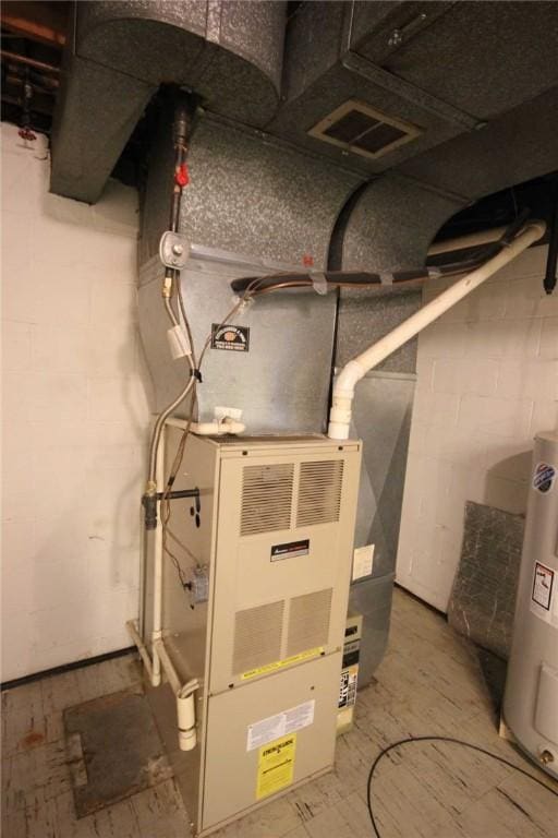 utility room with water heater