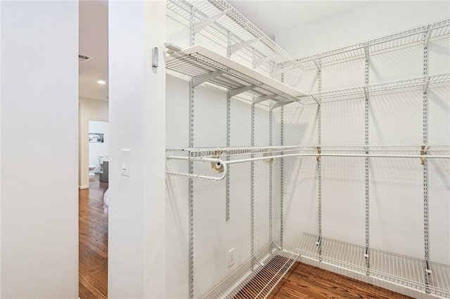 spacious closet with wood finished floors