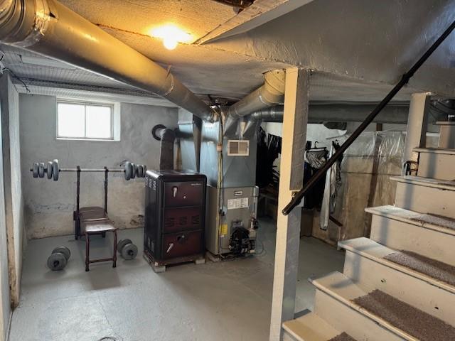 below grade area with heating unit
