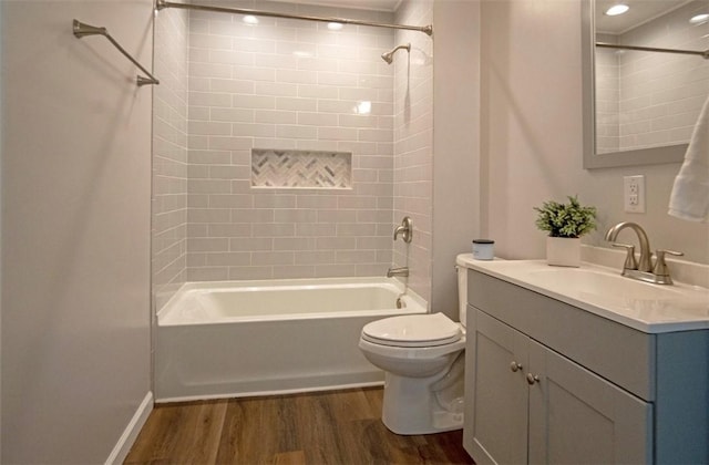 1435 Orchard St, New Sewickley Twp, PA 15042 - full bathroom with wood finished floors, toilet, shower / tub combination, vanity, and baseboards