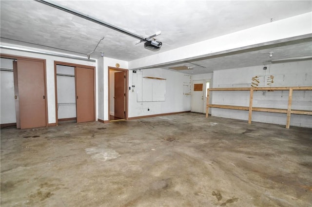 garage with a garage door opener