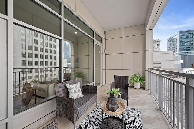 balcony with a view of city
