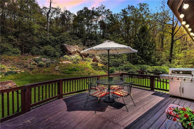 2847 National Pike, Wharton Twp, PA 15421 - deck at dusk featuring outdoor dining space