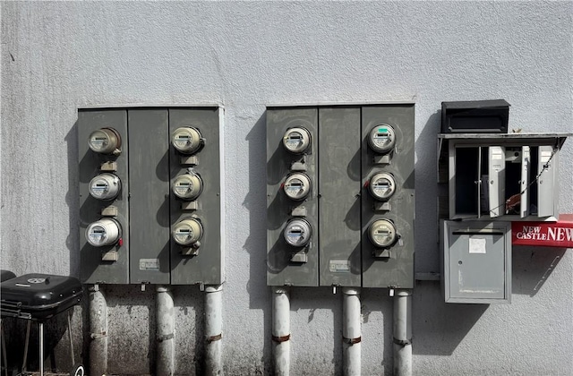 exterior view of stucco siding and electric meter