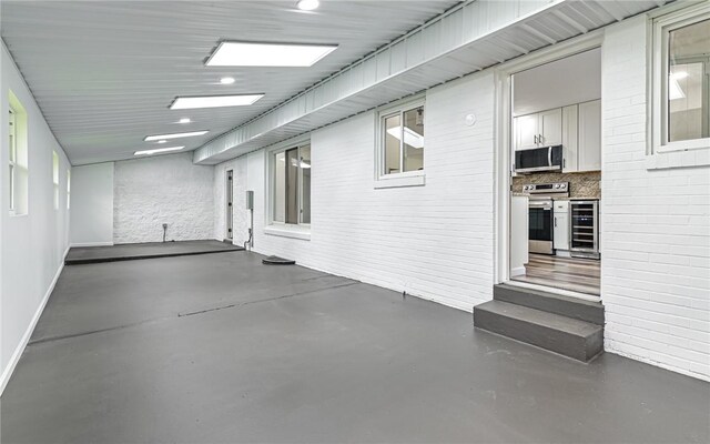 view of patio / terrace featuring wine cooler