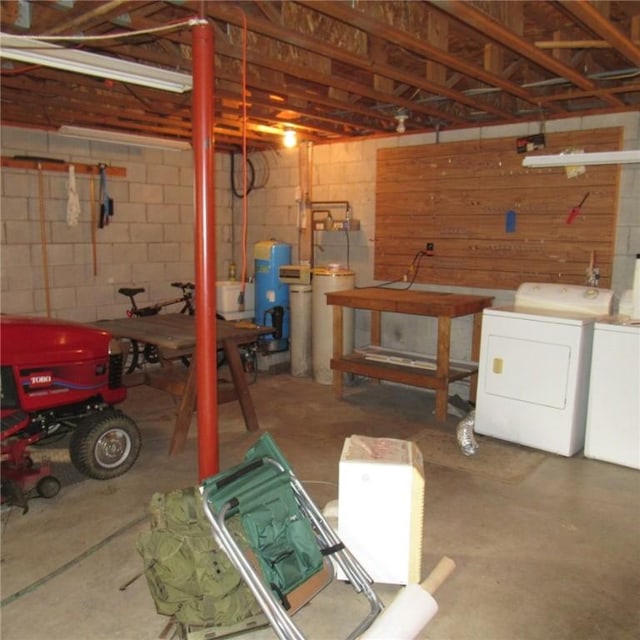 2255 Copper Kettle Hwy, Middlecreek Twp, PA 15557 - unfinished basement with a water pressure tank, independent washer and dryer, concrete block wall, and a water softener