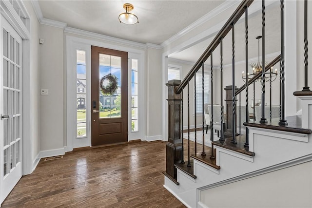 521 Cambridge Ct, Pine Twp Nal, PA 15090 - entrance foyer featuring stairway, wood finished floors, healthy amount of natural light, baseboards, and ornamental molding