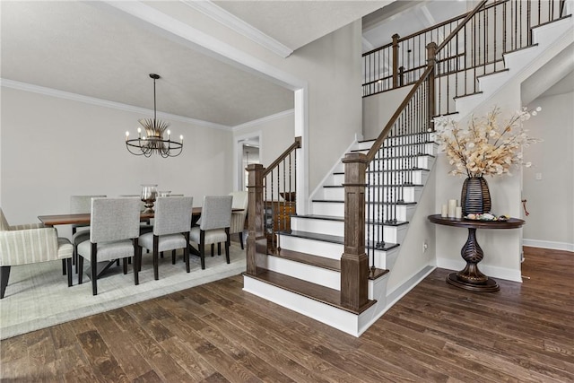 521 Cambridge Ct, Pine Twp Nal, PA 15090 - foyer featuring wood finished floors, stairs, a chandelier, crown molding, and baseboards