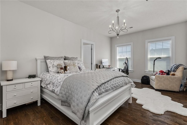 521 Cambridge Ct, Pine Twp Nal, PA 15090 - bedroom with a chandelier, dark wood-style flooring, and baseboards
