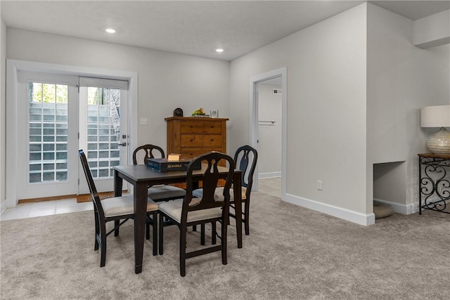 521 Cambridge Ct, Pine Twp Nal, PA 15090 - dining area with light carpet, baseboards, and recessed lighting