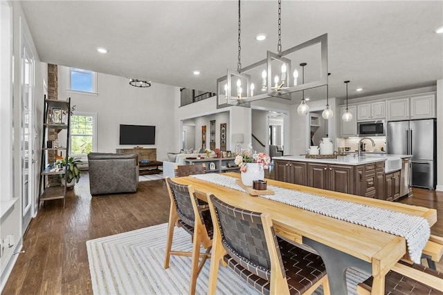 521 Cambridge Ct, Pine Twp Nal, PA 15090 - dining space featuring recessed lighting, a chandelier, and dark wood-style flooring