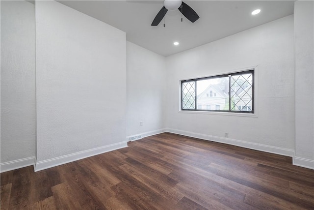 59 Greenbush St, Mt Washington, PA 15211 - spare room featuring a ceiling fan, dark wood finished floors, and recessed lighting