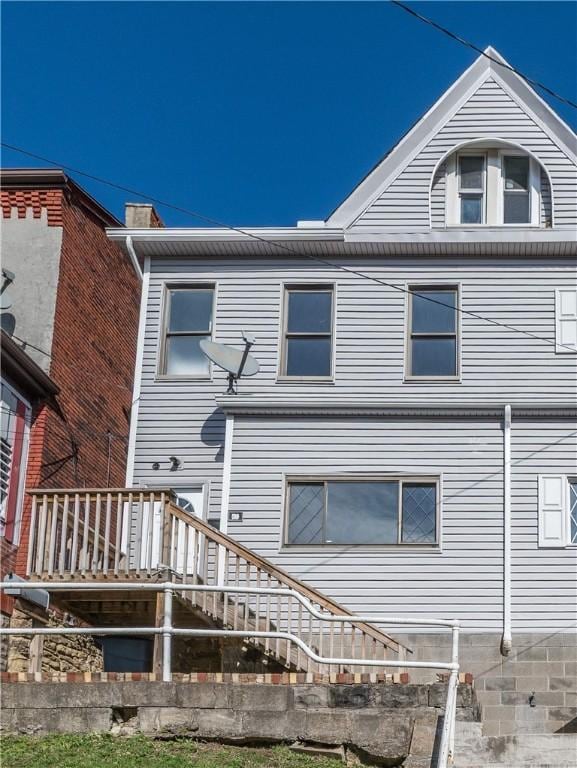 59 Greenbush St, Mt Washington, PA 15211 - back of house with stairs and a chimney