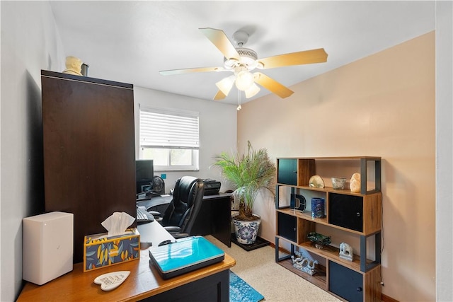 office featuring ceiling fan
