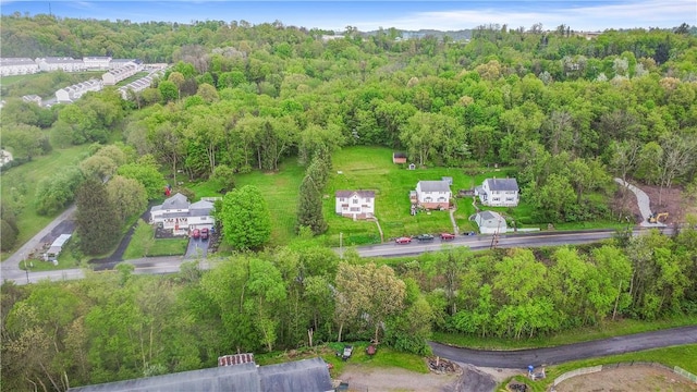 view of property location with a heavily wooded area