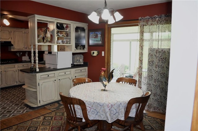 3344 Orangeville Rd, South Pymatuning Twp, PA 16150 - dining room with a chandelier and dark wood-style floors