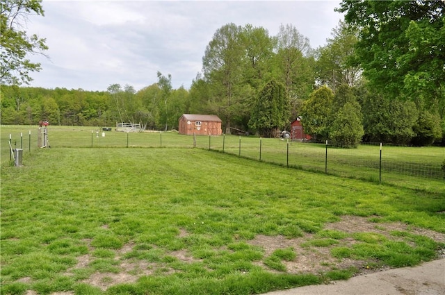 3344 Orangeville Rd, South Pymatuning Twp, PA 16150 - view of yard featuring an outdoor structure, a barn, and a view of rural / pastoral area